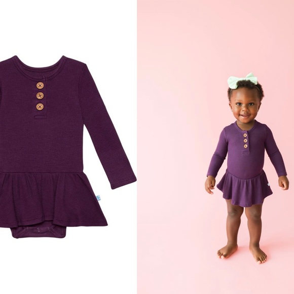 Posh Peanut waffle knit skirted bodysuit size 0/3- NWT - Picture 3 of 4